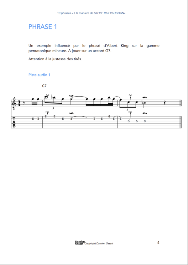 Damien Ossart - 10 Phrases à la manière de Stevie Ray VAUGHAN